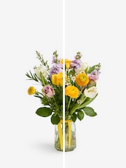 Lilac and Yellow Rose and Tulip Fresh Flower Bouquet With Vase - Image 4 of 5