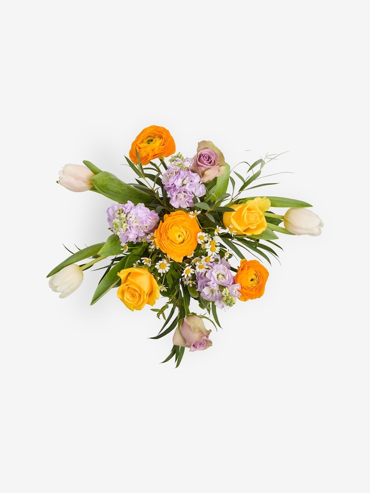 Lilac and Yellow Rose and Tulip Fresh Flower Bouquet With Vase - Image 5 of 5