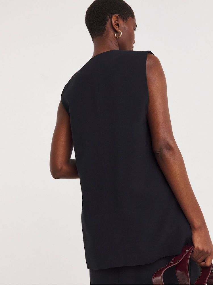 JD Williams Black Longline Waistcoat - Image 2 of 5