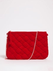 JD Williams Red Velvet Woven Clutch Bag - Image 1 of 4