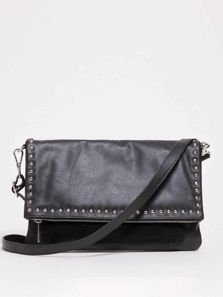 JD Williams Black Leather Studded Bag - Image 1 of 4