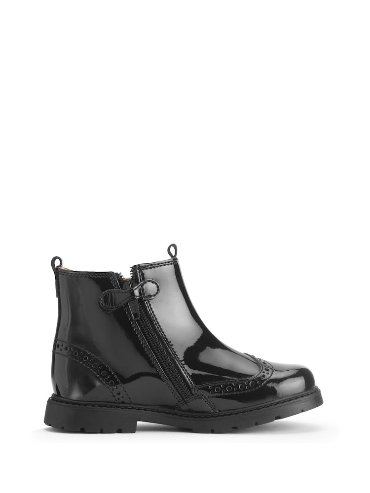 Auriu lucios - Start Rite Leather Zip Up Chelsea Cizme - Image 2 of 6