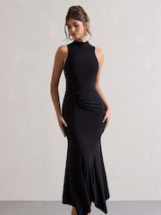 Club L London Black Brionna Twist Front Maxi Dress - Image 1 of 5
