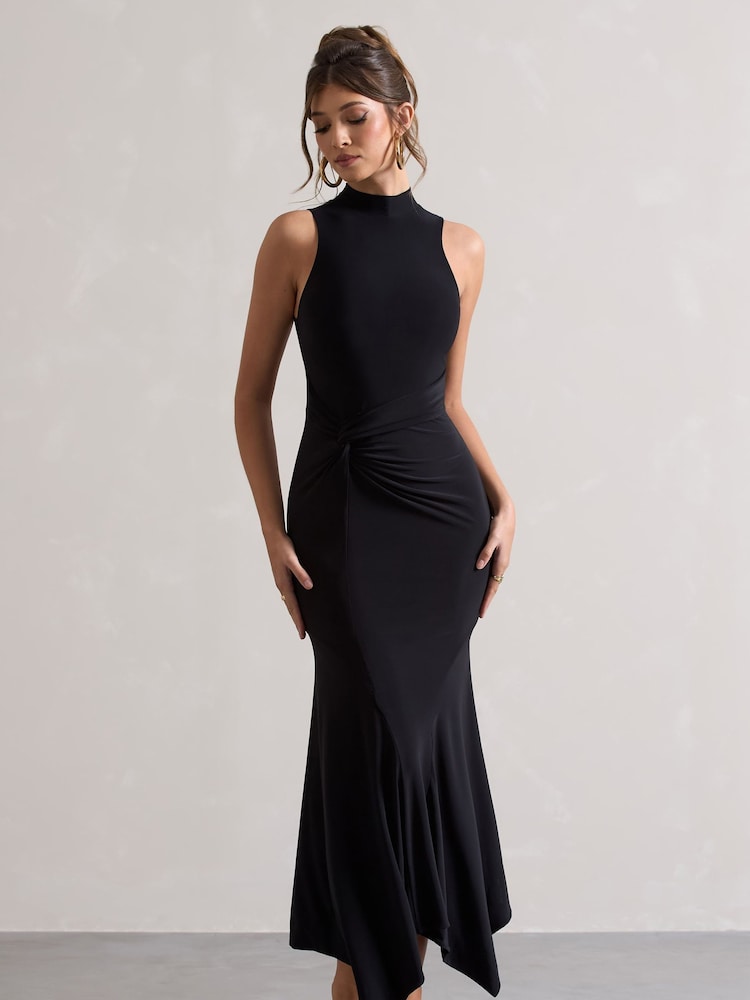 Club L London Black Brionna Twist Front Maxi Dress - Image 1 of 5 Club L London Black Brionna Twist Front Maxi Dress - Image 1 of 5