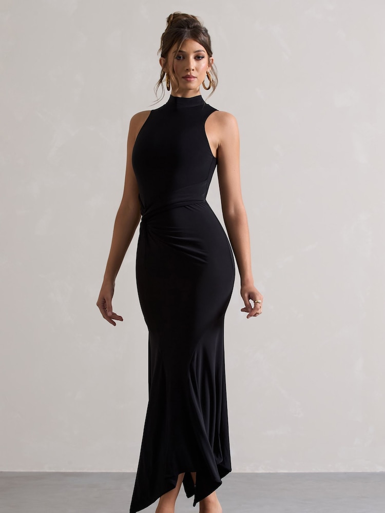 Club L London Black Brionna Twist Front Maxi Dress - Image 2 of 5