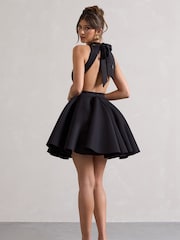 Club L London Black Waverly  Racer-Neck Sleeveless Skater Mini Dress - Image 5 of 6