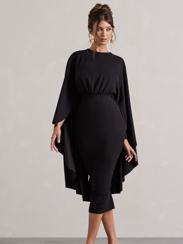 Club L London – Tranquility – gerafftes Midikleid mit Cape - Bild 1 von 6