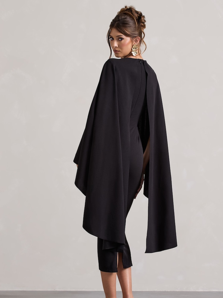 Club L London – Tranquility – gerafftes Midikleid mit Cape - Bild 2 von 6