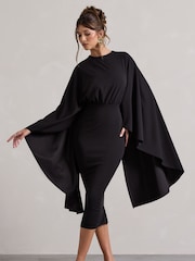 Club L London – Tranquility – gerafftes Midikleid mit Cape - Bild 4 von 6