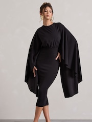 Club L London – Tranquility – gerafftes Midikleid mit Cape - Bild 5 von 6