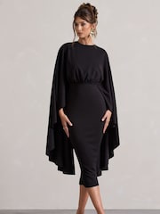 Club L London – Tranquility – gerafftes Midikleid mit Cape - Bild 6 von 6