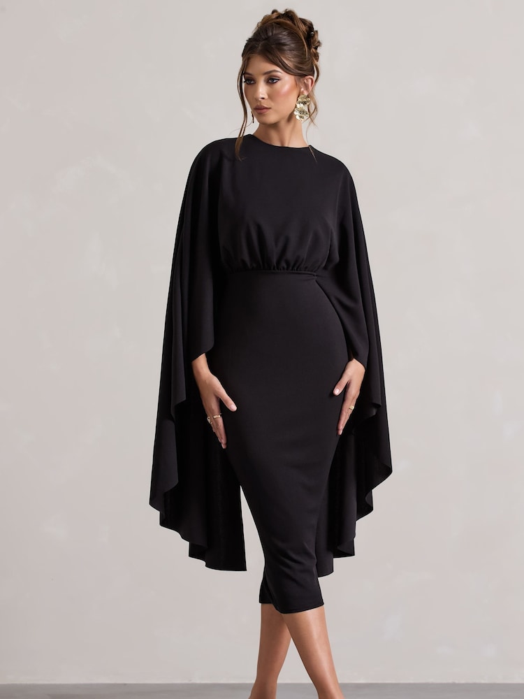 Club L London – Tranquility – gerafftes Midikleid mit Cape - Bild 6 von 6