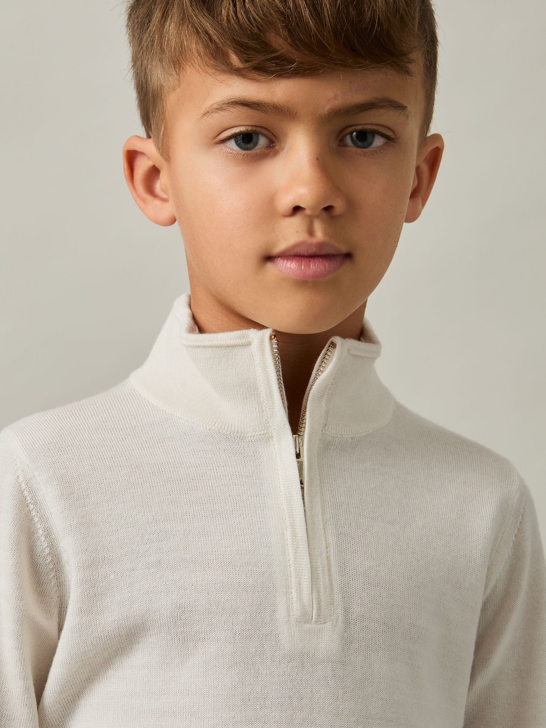 Reiss Snow Blackhall 9-13 Yrs Merino Wool Half-zip Funnel Neck Jumper