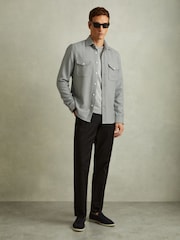 Reiss Black Logic Houndstooth Overshirt - Image 1 of 5