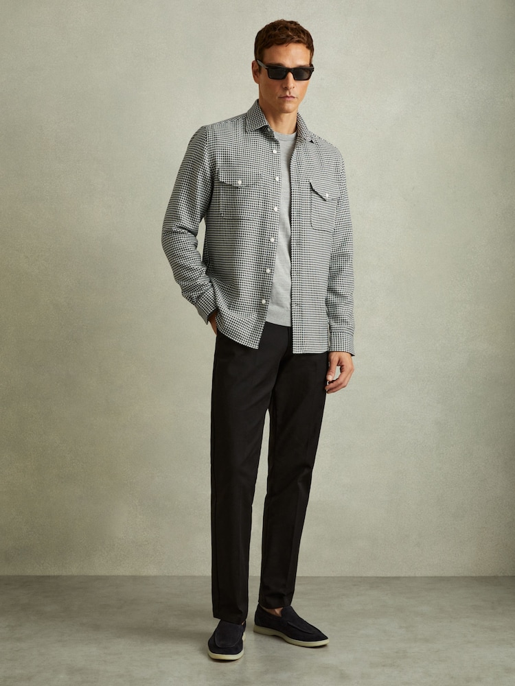 Reiss Black Logic Houndstooth Overshirt - Image 1 of 5