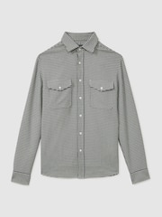 Reiss Black Logic Houndstooth Overshirt - Image 2 of 5