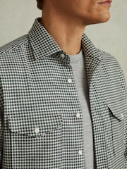 Reiss Black Logic Houndstooth Overshirt - Image 3 of 5