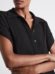 Reiss Black Alexandra Atelier Polo Collar Jersey Maxi Dress - Image 4 of 6