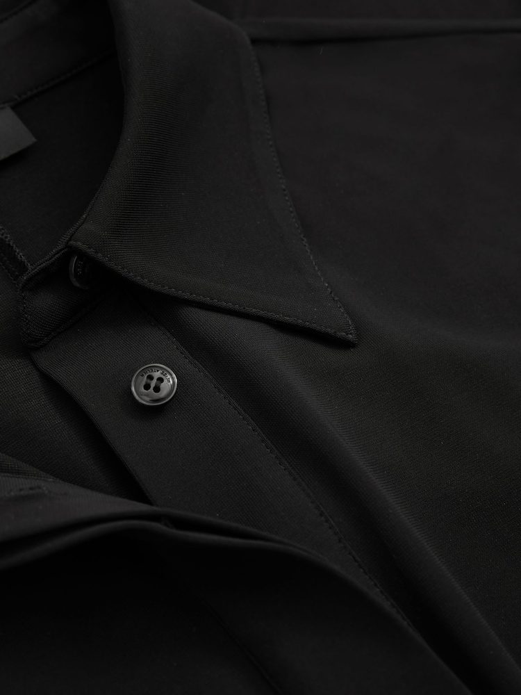 Reiss Black Alexandra Atelier Polo Collar Jersey Maxi Dress - Image 6 of 6