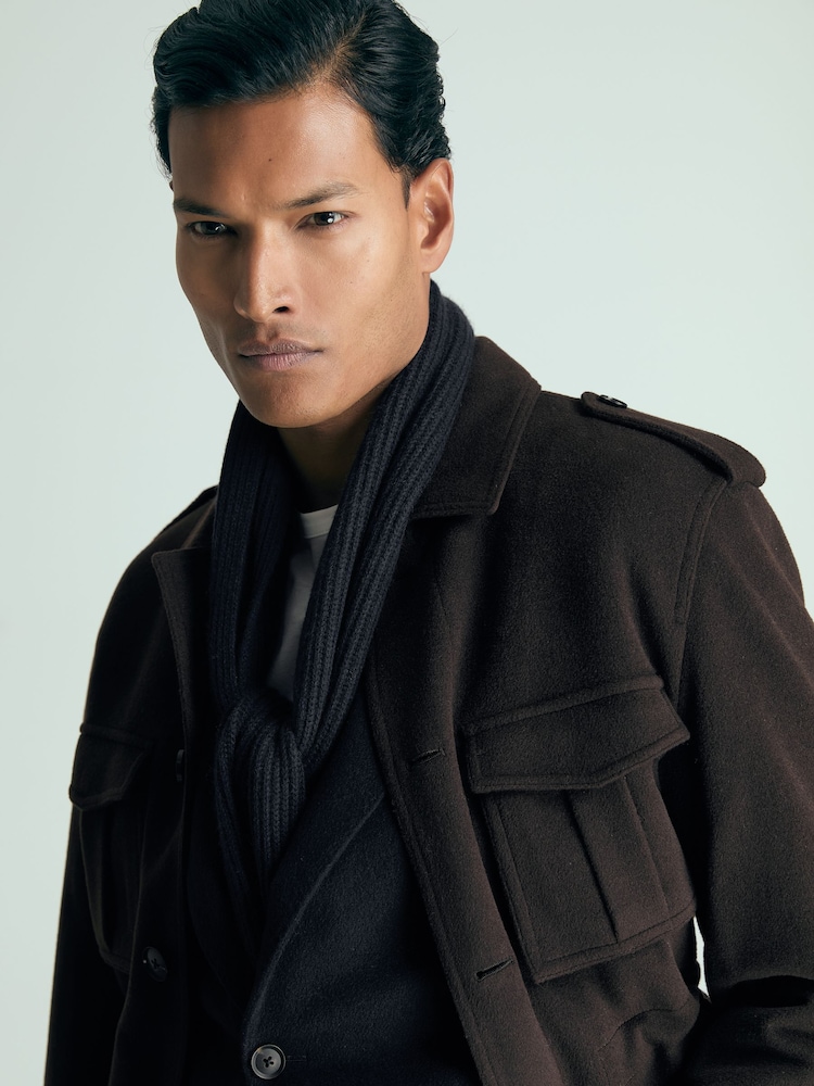 Reiss Dark Navy Alderny Atelier Ribbed-Cashmere Scarf - Image 2 of 4 Reiss Dark Navy Alderny Atelier Ribbed-Cashmere Scarf - Image 2 of 4