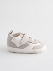 White/Grey Baby Touch Fastening Elastic Lace Chevron Trainers (0-24mths) - Image 2 of 5