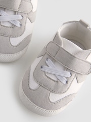 White/Grey Baby Touch Fastening Elastic Lace Chevron Trainers (0-24mths) - Image 5 of 5
