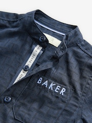 أزرق داكن - قميص بياقة صغيرة بخامة %100 قطن من Baker By Ted Baker - صورة 3 من 5