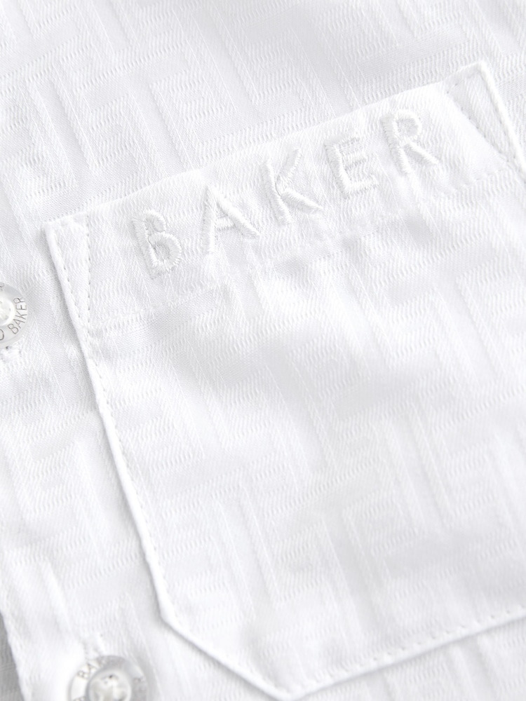 Baker by Ted Baker 100% Cotton Long Sleeve Grandad Collar Shirt - Image 3 of 6