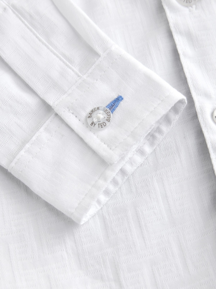Baker by Ted Baker 100% Cotton Long Sleeve Grandad Collar Shirt - Image 4 of 6