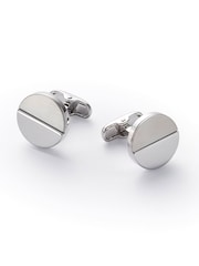 Savile Row Company Silver Rhodium Plated Round Cufflinks - Image 1 of 2