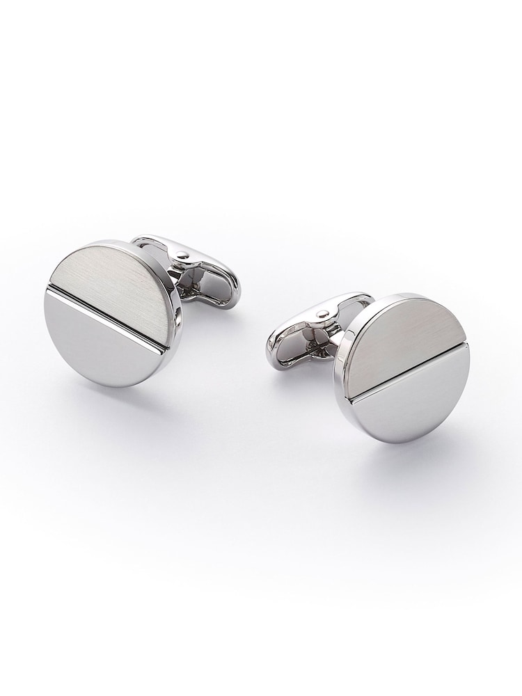 Savile Row Company Silver Rhodium Plated Round Cufflinks - Image 1 of 2