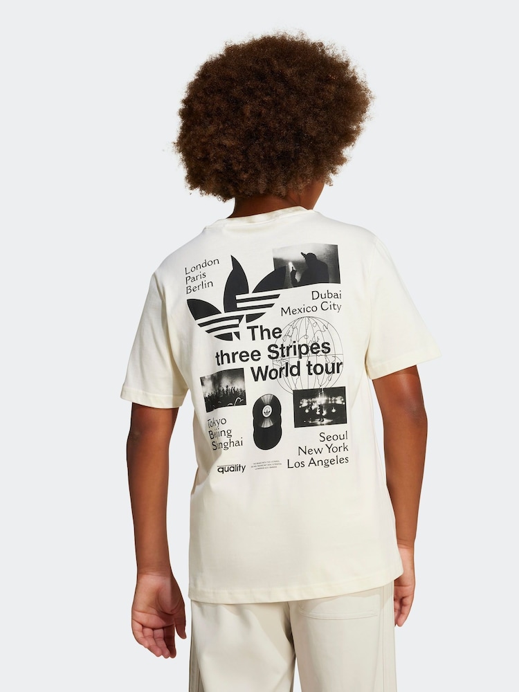 adidas originals Cream Back Print Graphic 100% Cotton T-Shirt - Image 1 of 5