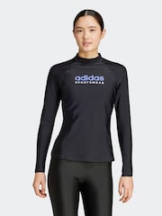adidas Black Long Sleeve Rash Vest - Image 1 of 6
