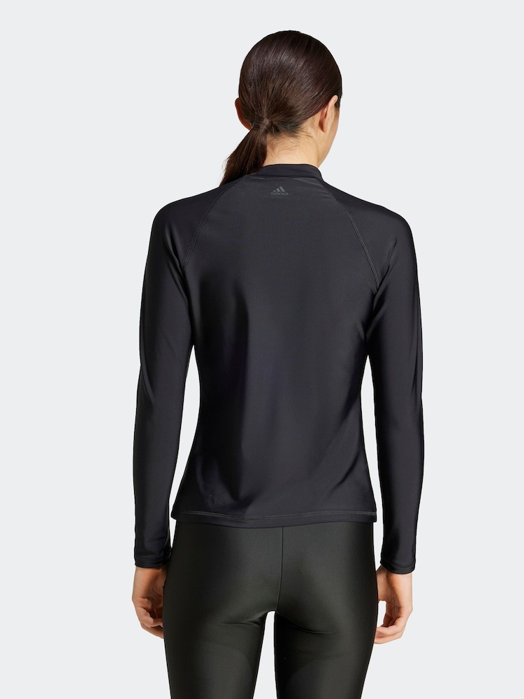 adidas Black Long Sleeve Rash Vest - Image 2 of 6