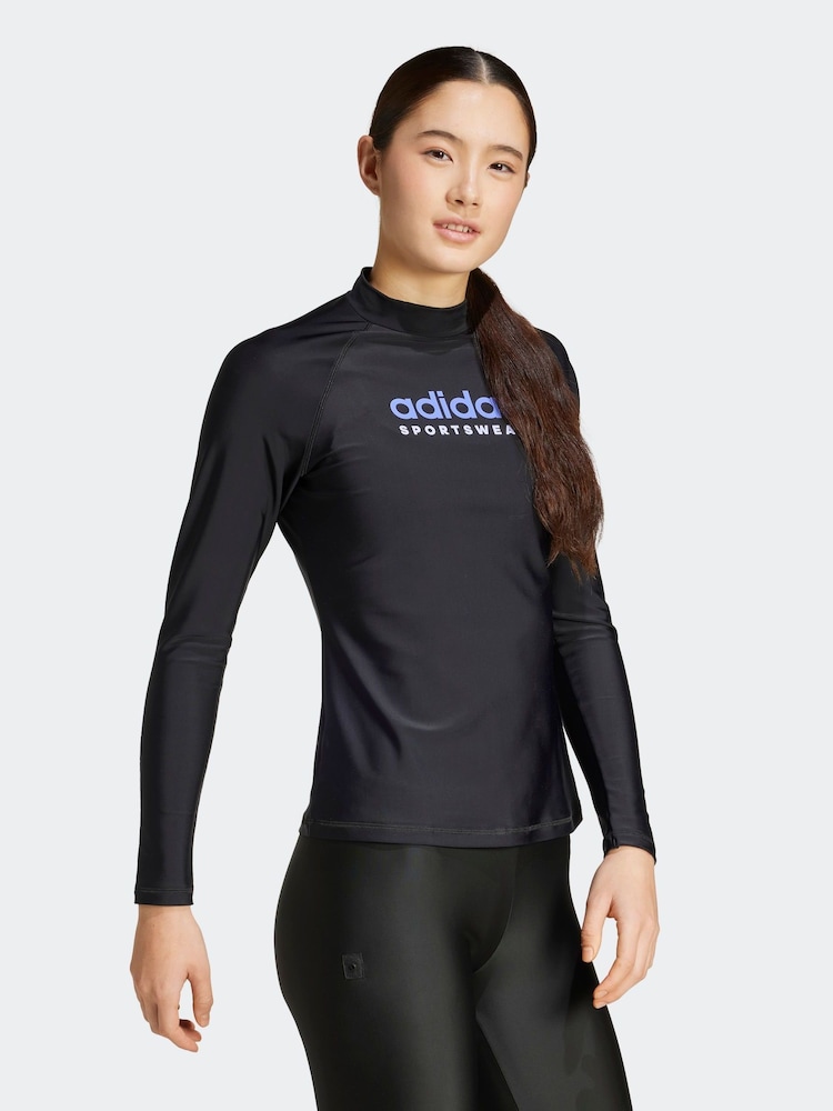 adidas Black Long Sleeve Rash Vest - Image 4 of 6