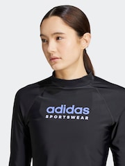 adidas Black Long Sleeve Rash Vest - Image 5 of 6