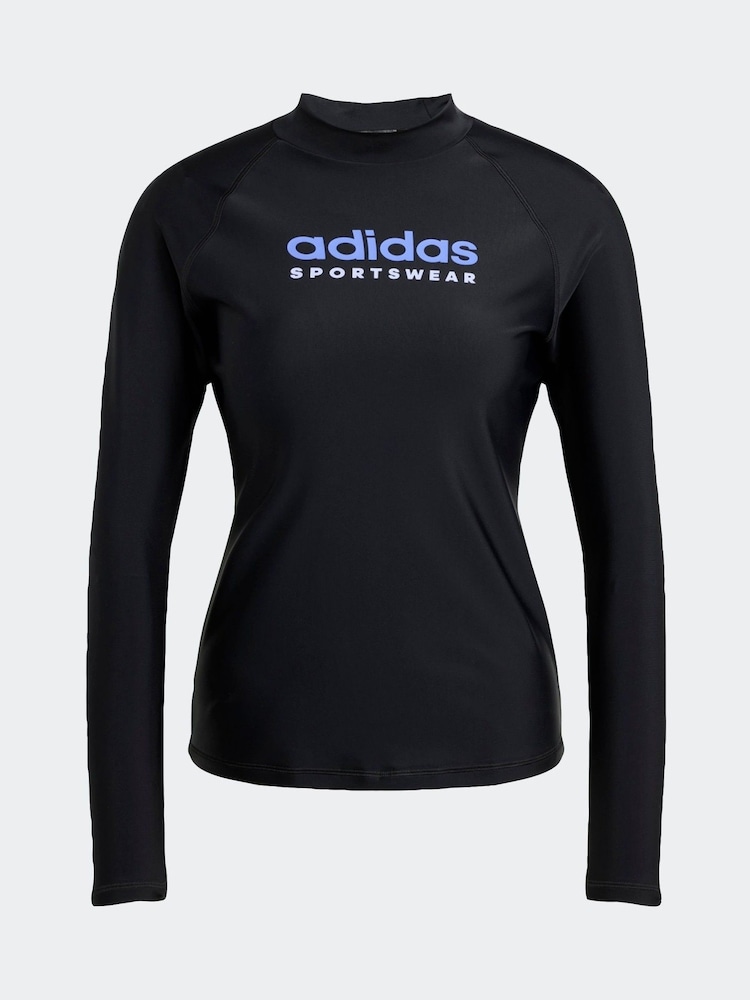 adidas Black Long Sleeve Rash Vest - Image 6 of 6