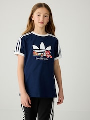 adidas originals Blue Loose Large Logo 100% Cotton T-Shirt - Image 1 of 6
