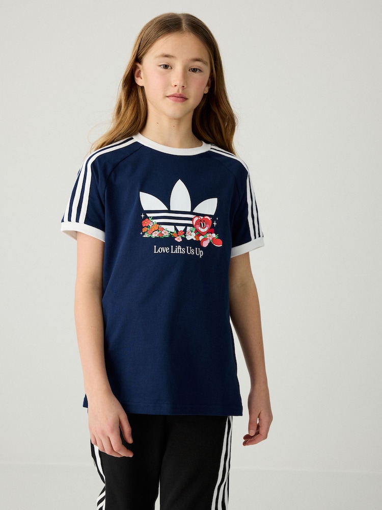 adidas originals Blue Loose Large Logo 100% Cotton T-Shirt - Image 1 of 6