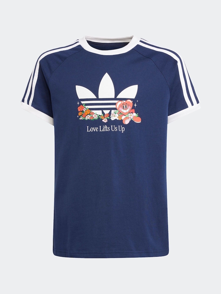 adidas originals Blue Loose Large Logo 100% Cotton T-Shirt - Image 6 of 6