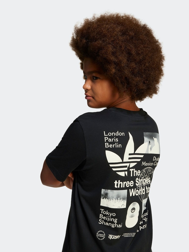 Czarny - Koszulka adidas Originals z nadrukiem na plecach 100% bawełny - Image 4 of 5