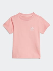 adidas originals Pink Small Logo 100% Cotton Top and Short Set - Image 2 of 7