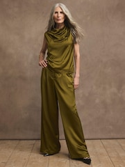 Mint Velvet Green Satin Cowl Neck Top - Image 2 of 8