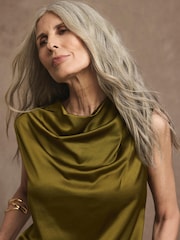 Mint Velvet Green Satin Cowl Neck Top - Image 3 of 8