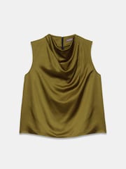 Mint Velvet Green Satin Cowl Neck Top - Image 7 of 8
