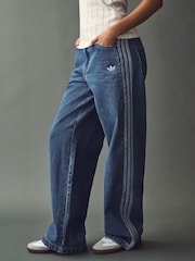 adidas Originals Blue 3 Stripe Denim 100% Cotton Jeans - Image 1 of 10