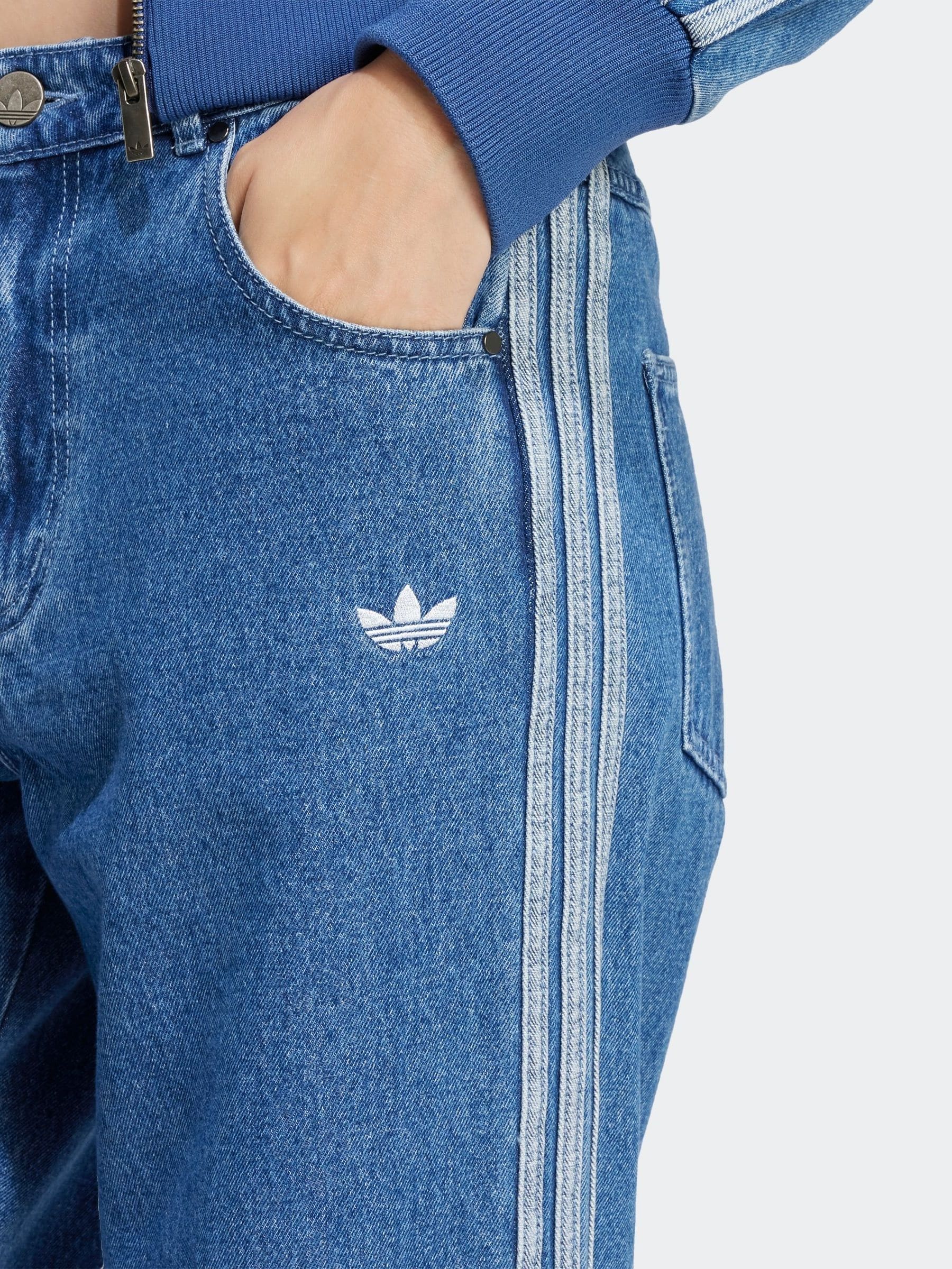 Buy adidas Originals Blue 3 Stripe Denim 100% Cotton Jeans from