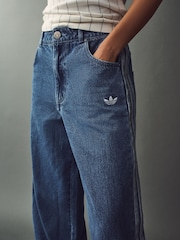 adidas Originals Blue 3 Stripe Denim 100% Cotton Jeans - Image 4 of 10