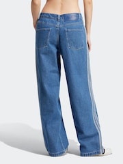 adidas Originals Blue 3 Stripe Denim 100% Cotton Jeans - Image 5 of 10