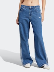 adidas Originals Blue 3 Stripe Denim 100% Cotton Jeans - Image 6 of 10